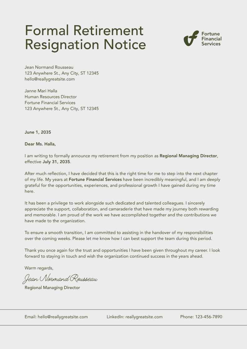 Retirement Resignation Letter - slide 1
