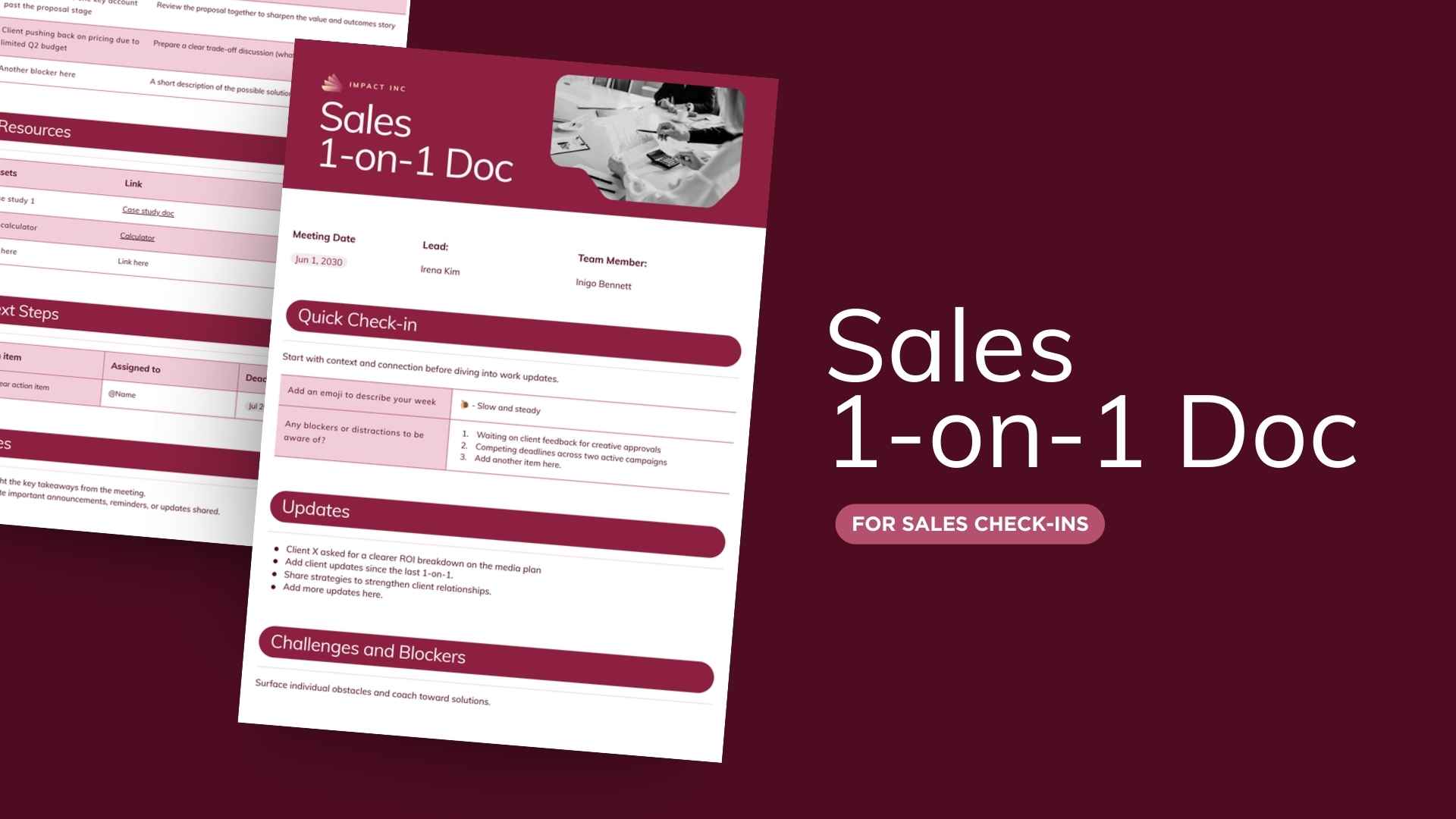 Sales 1-On-1 Doc - slide 1