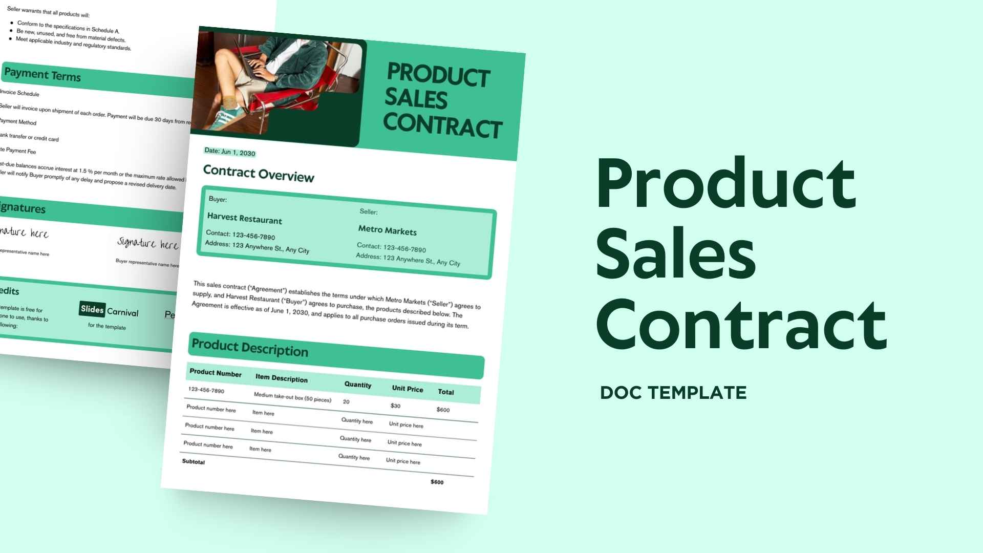 Sales Contract Template for Products - slide 1