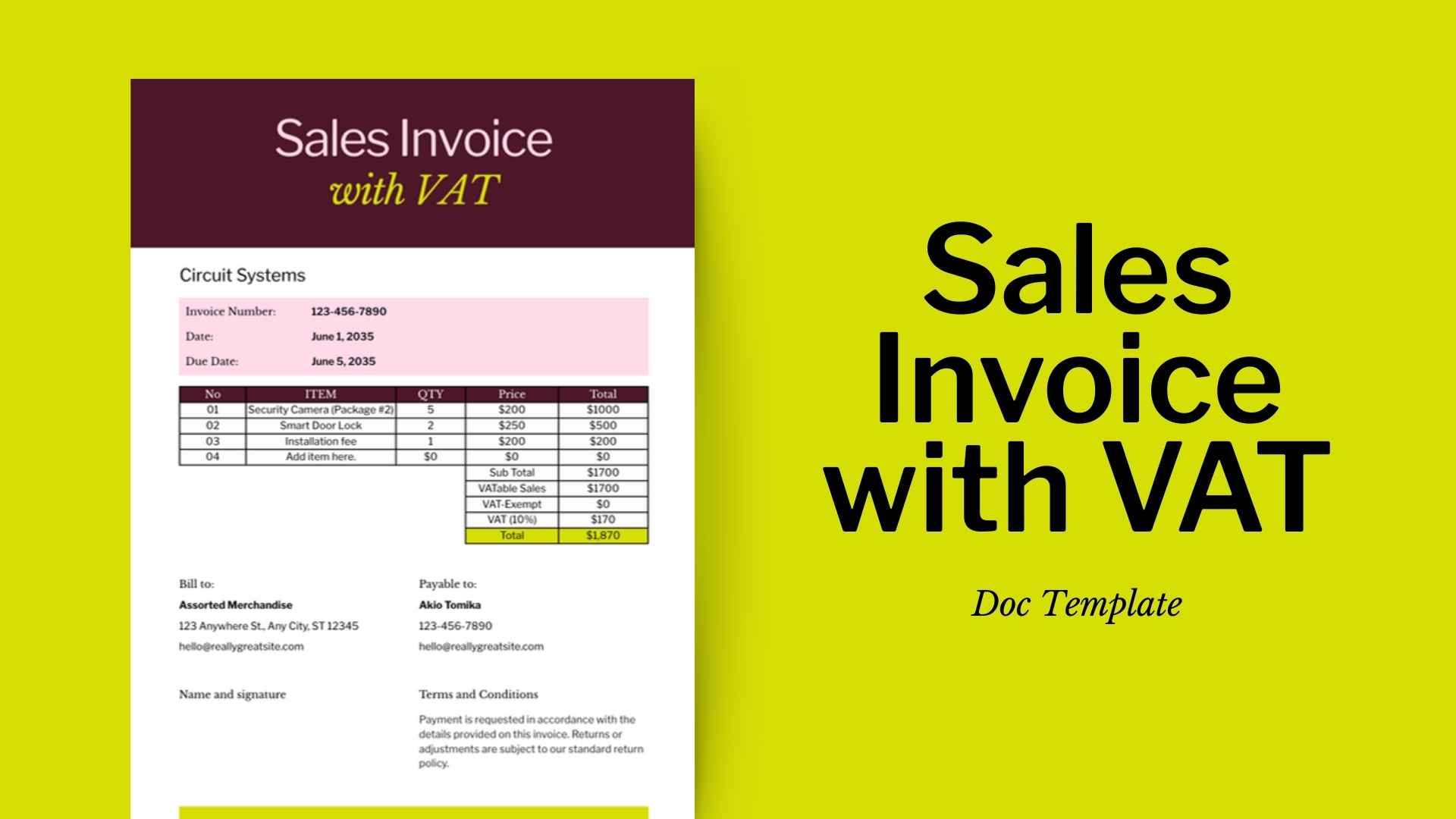 Sales Invoice with VAT - slide 1