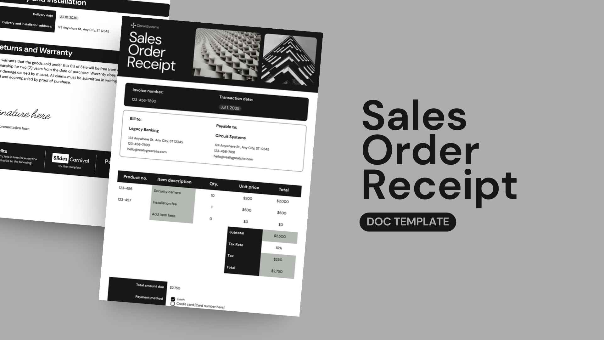 Sales Order Receipt - slide 1