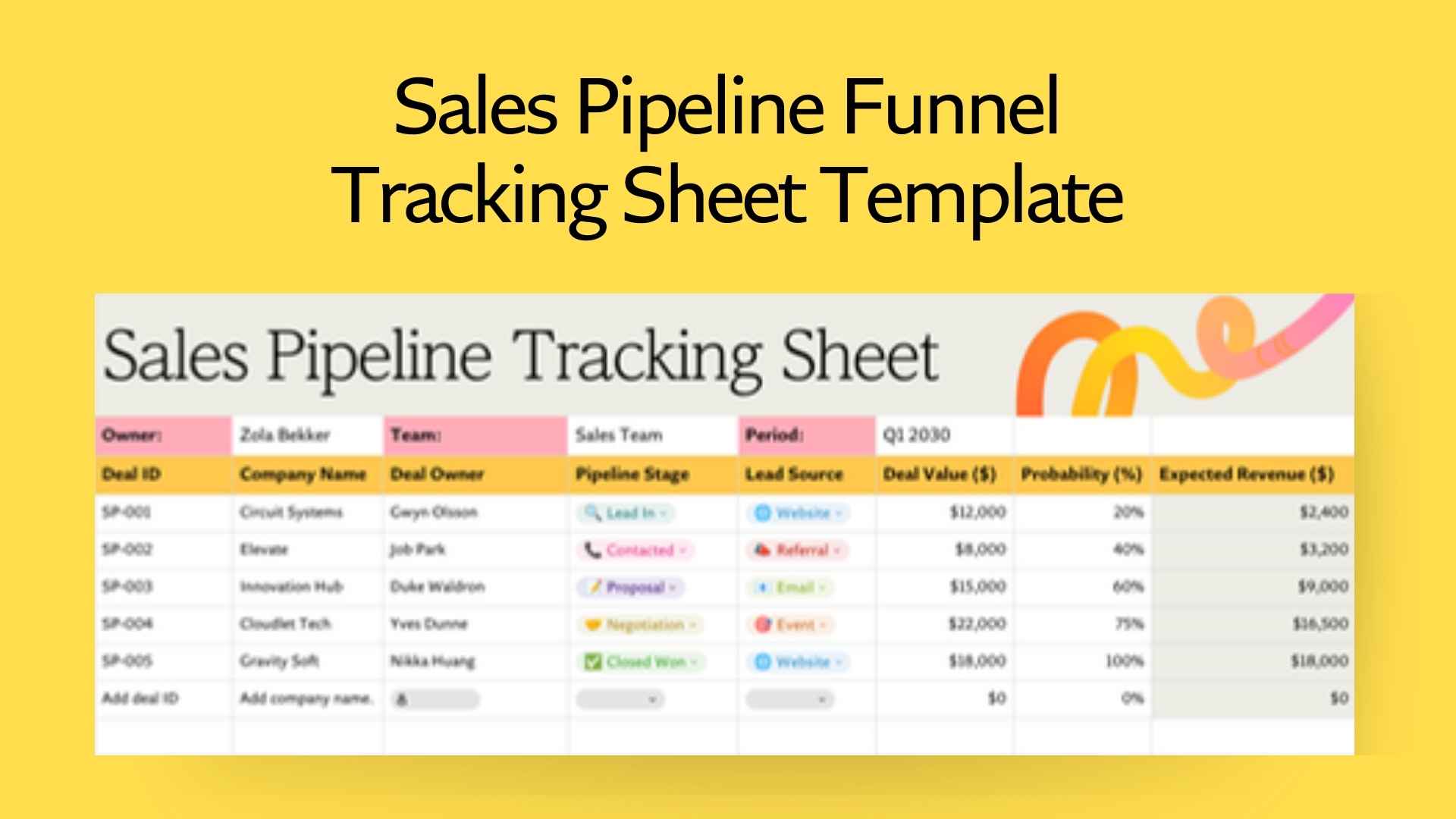 Sales Pipeline Funnel Tracking Sheet - slide 1