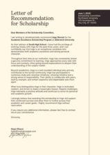 Scholarship Recommendation Letter