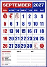 September 2027 Philippine Holiday Calendar