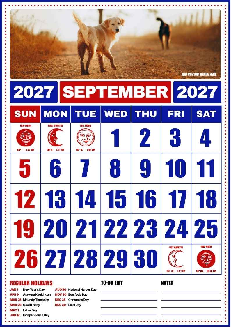 September 2027 Philippine Holiday Calendar - slide 2