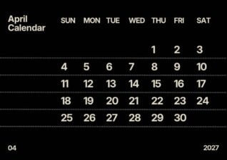 Simple April 2027 Calendar