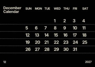 Simple December 2027 Calendar