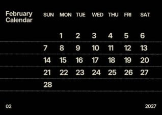 Simple February 2027 Calendar