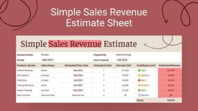 Simple Sales Revenue Estimate Sheet