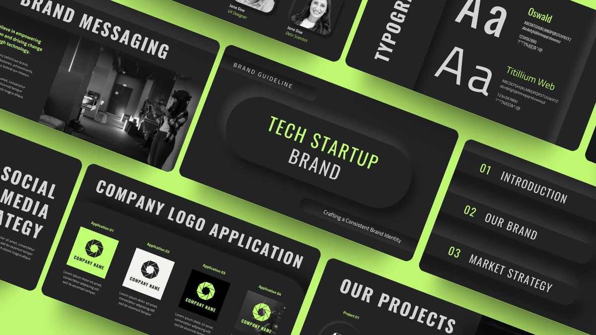 Dark Modern Tech Startup Brand Slides