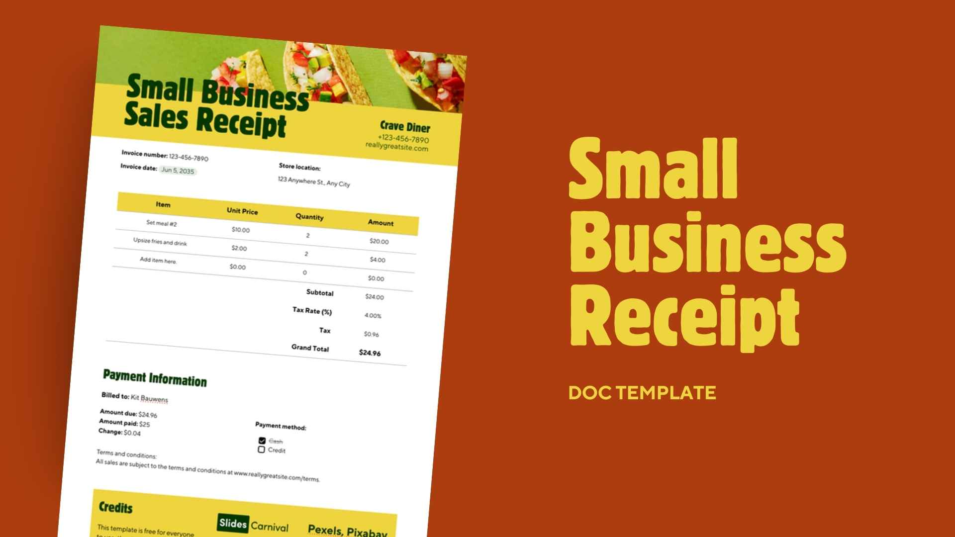 Small Business Sales Receipt - slide 1