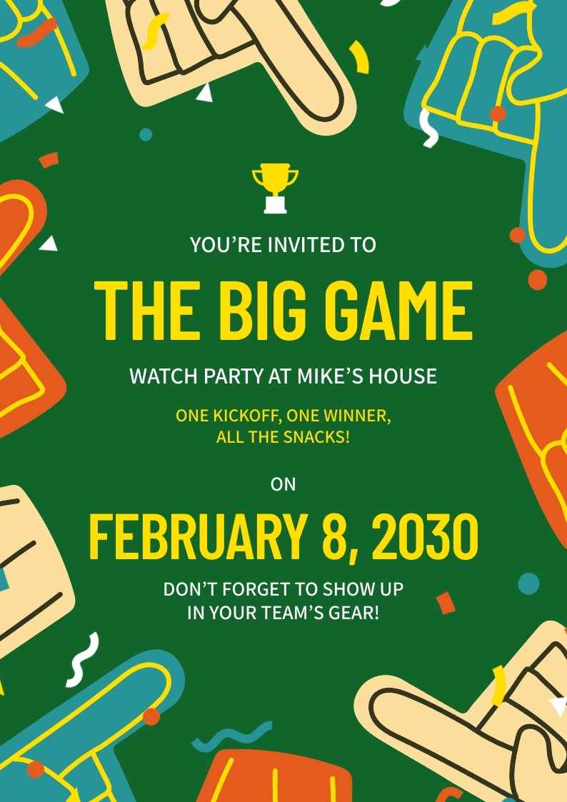 Super Bowl Watch Party Event Poster - slide 1