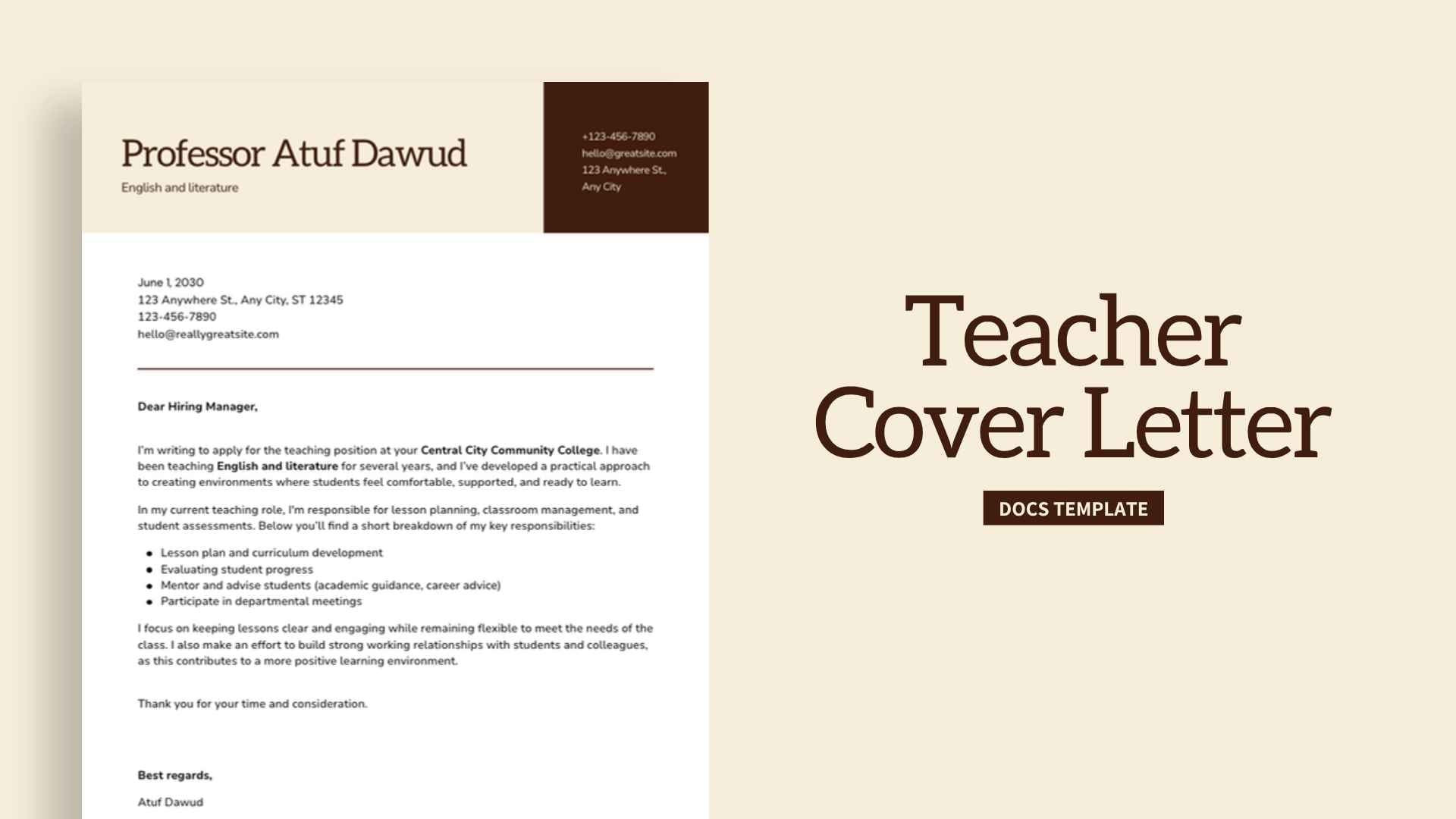 Teacher Cover Letter - slide 1
